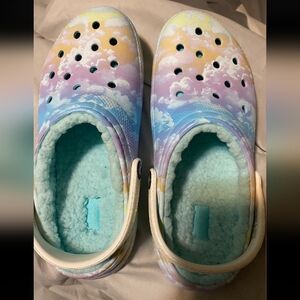 Beautiful girls fur lined Crocs